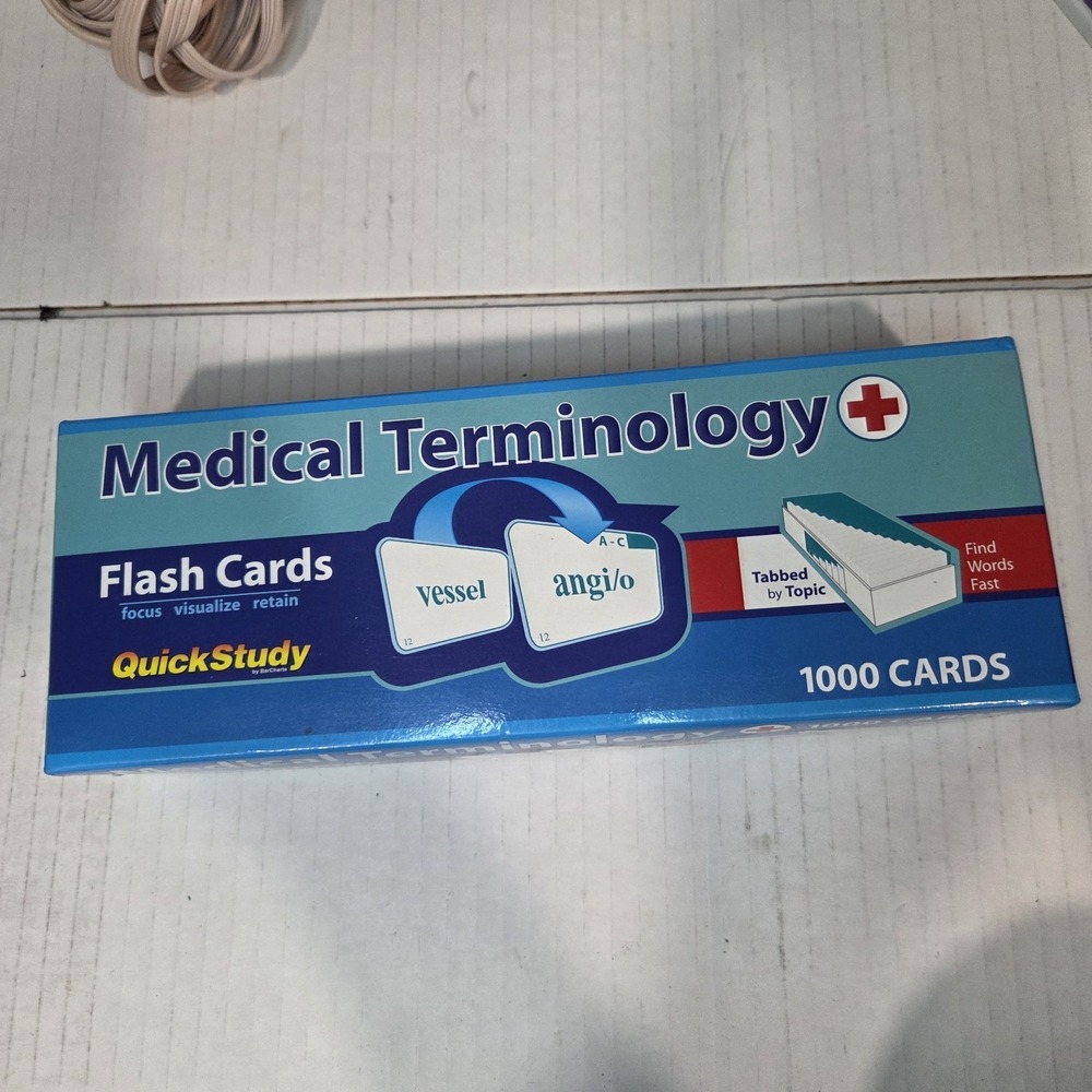 QuickStudy Medical Terminology Flash Cards 4x3.5 Deck 1000 Cards Tabbed Topic